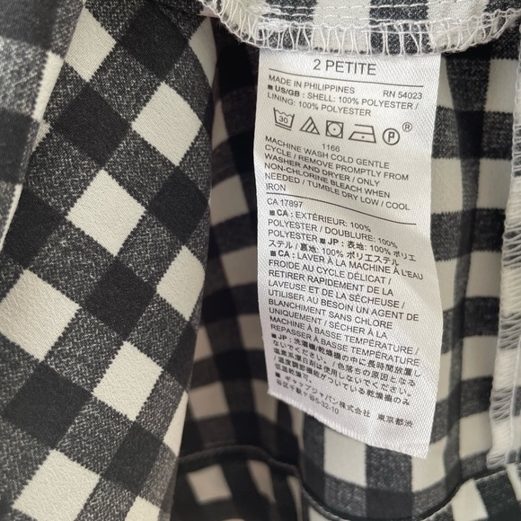 Banana Republic ruffle sleeve dress blk/white gingham checkered pockets! SZ2P - Picture 6 of 6